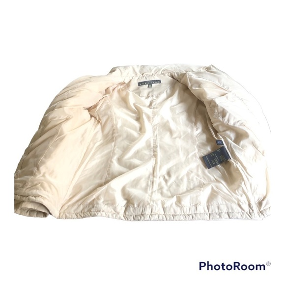 Kenneth Cole Reaction Womens Cream Chevron Quilted Down Feather Puffer Jacket L - Picture 8 of 14